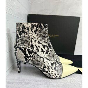 RAG & BONE Ankle Boot Black & White Snakeskin Stiletto Size 39 EU/ 9 US New